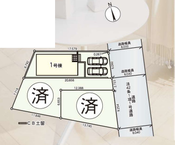 藤沢市片瀬第14　新築戸建　全3棟1号棟の区画図