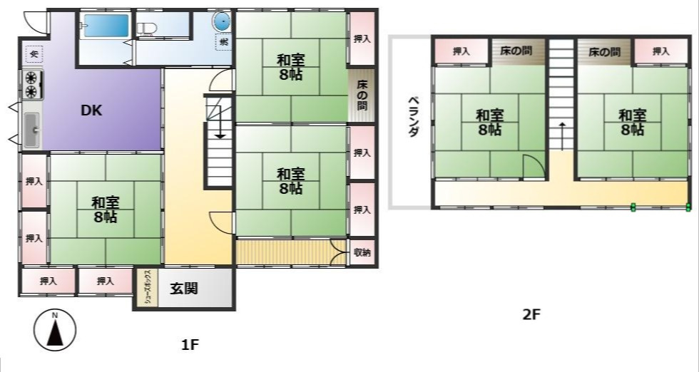 南アルプス市上市之瀬の中古一戸建の間取り|5DK