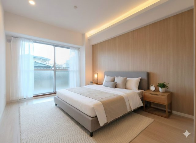 グレースハイツ　三郷の洋室|落ち着いた色調の洋室です　※家具をCGで加工しており、家具付き販売ではございません。