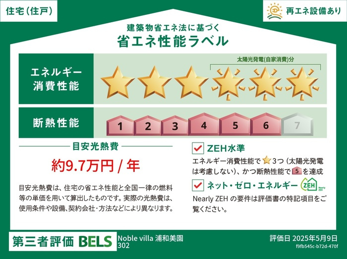 Noblevilla浦和美園の省エネ性能ラベル
