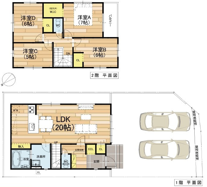 草津市川原3丁目　新築戸建ての間取り