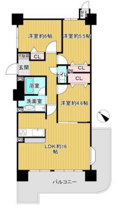 【リフォーム後引渡し】ライオンズマンション野洲　7Fの間取り