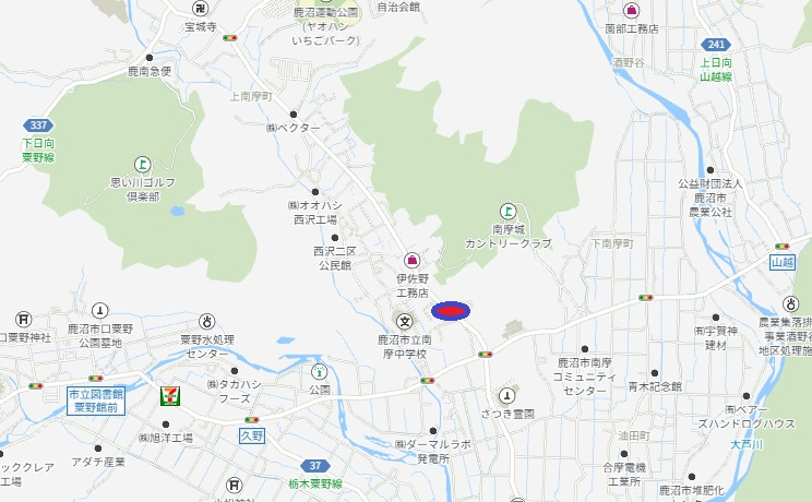 鹿沼市西沢町　土地の地図