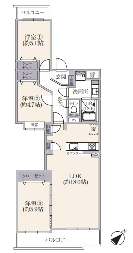 鴨居第1ハイツイーストヒルの画像
