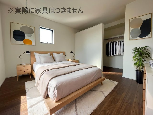 新築戸建・新築建売　郡山市町東2丁目第2　富田小・富田中の洋室|画像はバーチャルホームステージングの加工による演出で、実際の家具は付きません。