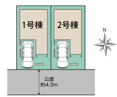 東大阪市大蓮東1丁目　新築戸建ての区画図