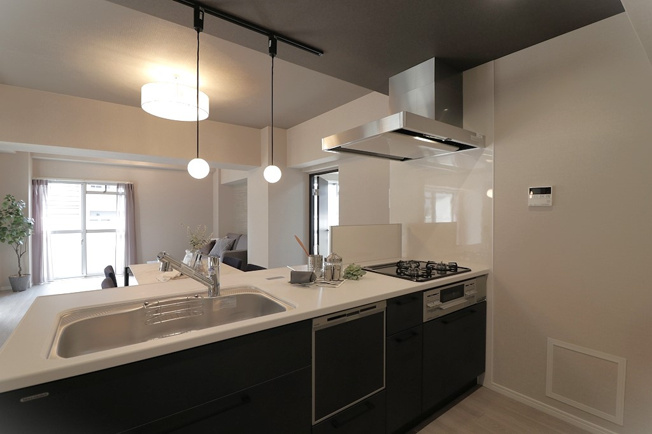 【キッチン】 | 蒲生第二コーポ | 食洗機＆浄水器付きのシステムキッチン新調です☆3口ガスコンロ☆