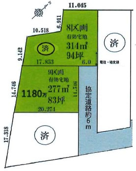 鶴ヶ島市三ツ木売地の土地図
