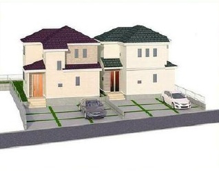 【外観パース】 | 岐阜市近島新築建売全2棟！庭付き！お車並列3台可能！島小学校まで徒歩10分！長期優良住宅♪ | 岐阜市近島新築建売全2棟！庭付き！お車並列3台可能！島小学校まで徒歩10分！長期優良住宅♪