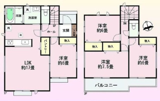 【間取り】 | 岐阜市近島新築建売全2棟！庭付き！お車並列3台可能！島小学校まで徒歩10分！長期優良住宅♪ | 岐阜市近島新築建売全2棟！庭付き！お車並列3台可能！島小学校まで徒歩10分！長期優良住宅♪