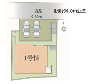 新築一戸建て　川越市田町の区画図|カースペース２台分(車種によります)