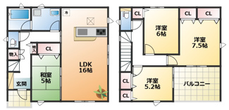 【間取り】 | CRADLEGARDEN日光市豊田第3　1号棟 | 南向きで陽当たりの良い間取りです