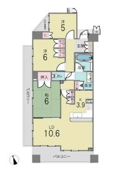 【間取り】 | アンビシャス相模原 | 中古マンションの3LDKは、経済的で、一般的な広さがあり、夫婦又は3人家族によいです。リビングルームでは、食事会を楽しむスペースがあることや、部屋の用途は、寝室や子供部屋を設けることも可能です。