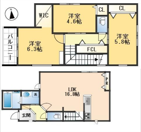茨木市耳原1丁目　新築戸建　の間取り