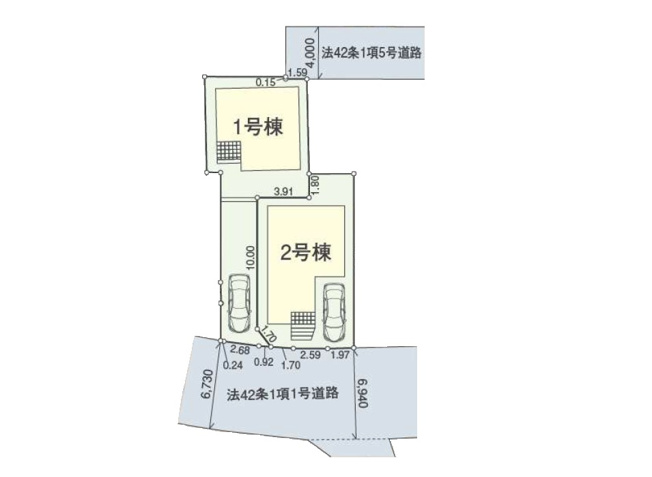 【区画図】 | 朝霞市宮戸3丁目　新築一戸建住宅　全2棟　(志木本店) | 通りからの視線を気にせずのびのび暮らせます。