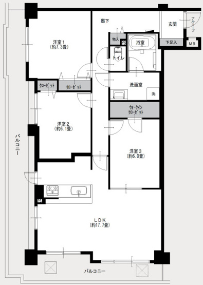 【間取り】 | ユニライフ阿倍野Ⅱ
