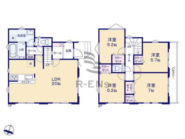 【間取り】 | 練馬区富士見台３丁目　新築戸建て　３号棟 | 約20帖の広さのLDKは家族がゆったりと過ごせる開放的な空間