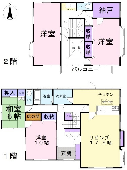 東松山市下唐子　中古戸建の間取り|４ＬＤＫ+納戸+ミニキッチン