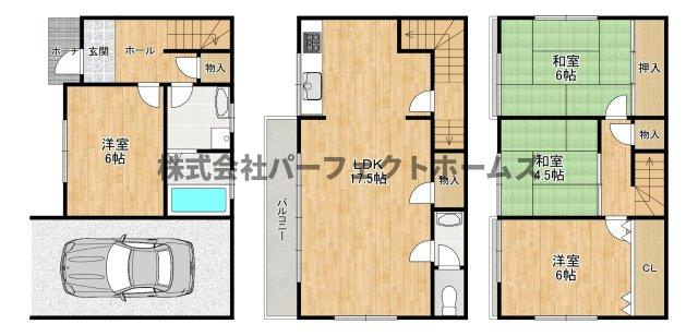 三井南町戸建　賃貸の間取り