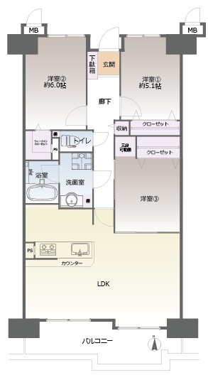 【間取り】 | ファミール二日市☆仲介手数料無料☆