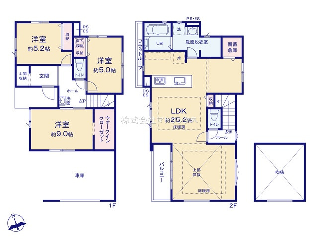 練馬区向山4丁目　25帖大空間LDK　贅沢省エネ邸宅の区画図