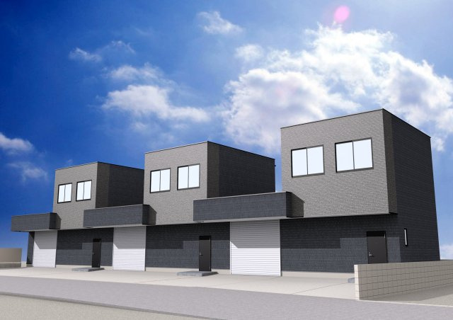 新築熱田区幡野町事務所付倉庫の外観パース