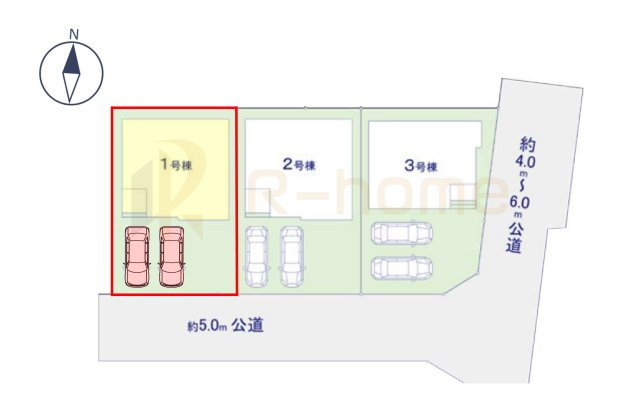 流山市こうのす台4期　新築戸建て　1号棟の区画図|大きなお買い物だからこそ、メリット・デメリットを伝えさせて頂きます。
R-homeにお任せください♪