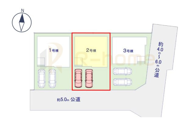 流山市こうのす台4期　新築戸建て　2号棟の区画図|大きなお買い物だからこそ、メリット・デメリットを伝えさせて頂きます。
R-homeにお任せください♪