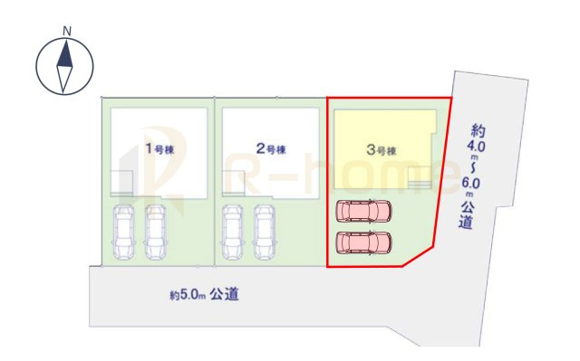 流山市こうのす台4期　新築戸建て　3号棟の区画図|大きなお買い物だからこそ、メリット・デメリットを伝えさせて頂きます。
R-homeにお任せください♪