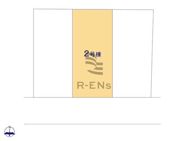 【区画図】 | 練馬区南田中４丁目　新築戸建て　２号棟 | 南面道路に面し、陽当たり良好。明るく開放的な住環境が魅力。