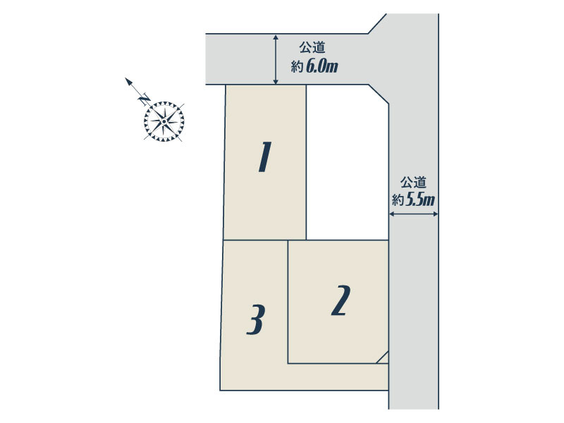 久喜市葛梅1丁目（全3区画）3号棟　区画図　「鷲宮」駅まで徒歩５分の好立地。通勤通学に便利で、忙しい朝や遅い帰宅時にも嬉しい立地です。
