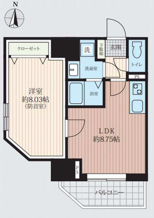「防音マンション」Konomi　Morisitaの間取り|1LDKタイプの間取りです