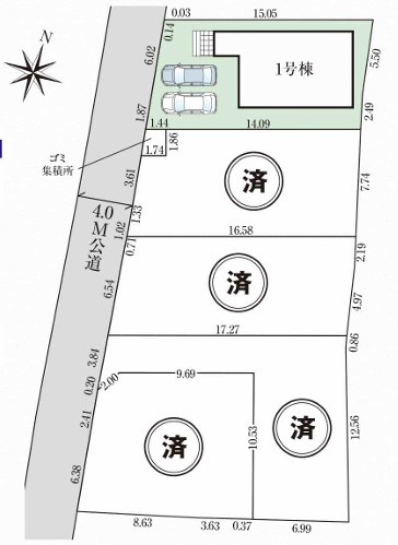 川越市今成　新築戸建ての区画図