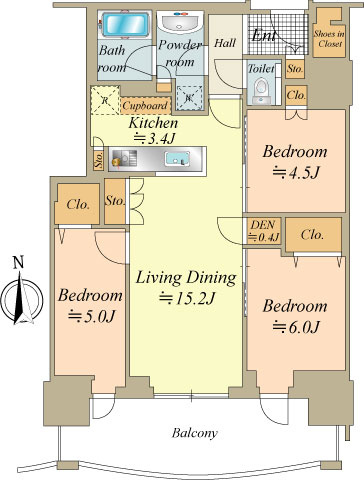 EAST棟22階、南向きにつき、眺望・陽当たり良好です。