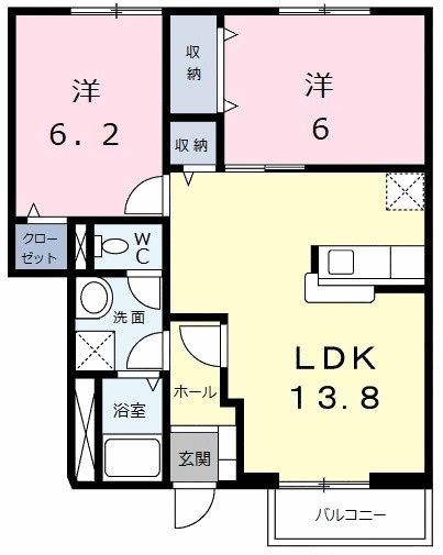 エバーグリーン　Ｃの間取り|間取図