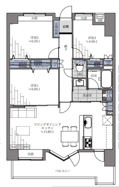 【間取り】 | ダイナコートエスパシオ笹丘☆仲介手数料無料☆