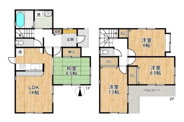 生駒郡斑鳩町龍田南５丁目の中古一戸建の間取り