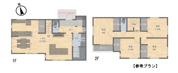 藤沢市片瀬１丁目の売地のその他|（建物参考プラン・間取図）木造2階建、建物面積99.99平米、建物価格2920万円（税込）