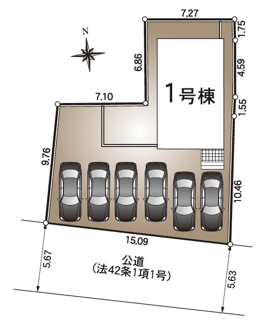 長浜（第1）　新築戸建　の区画図|土地面積　206.51㎡（約62.46坪）建物面積　97.20㎡（約29.40坪）