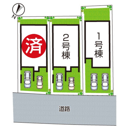 尼崎市南武庫之荘　新築一戸建ての区画図|全３区画