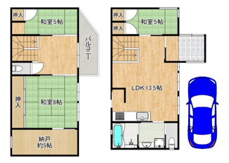 【間取り】 | 緑ヶ丘北町４丁　中古戸建