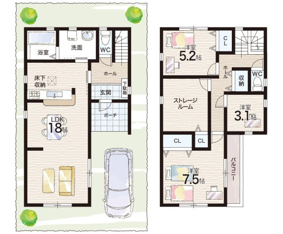 明石市藤が丘　第3期　新築一戸建ての間取り|1号地