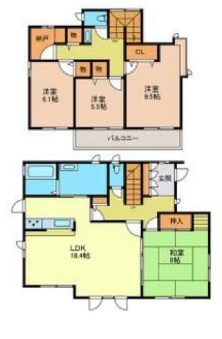 売戸建　下野市烏ヶ森の間取り
