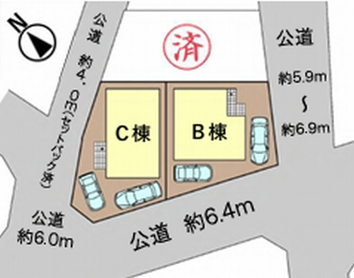 【仲介手数料０円】海老名市大谷南3丁目　新築一戸建て　全3棟の区画図|【仲介手数料０円】海老名市大谷南3丁目　新築一戸建て　全3棟