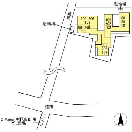 川崎市多摩区中野島５丁目のアパートの区画図