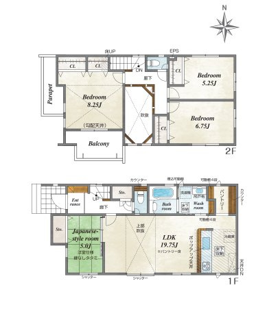 熊本市南区良町5丁目第1-4棟(4号棟)の区画図|配置図（4号棟）