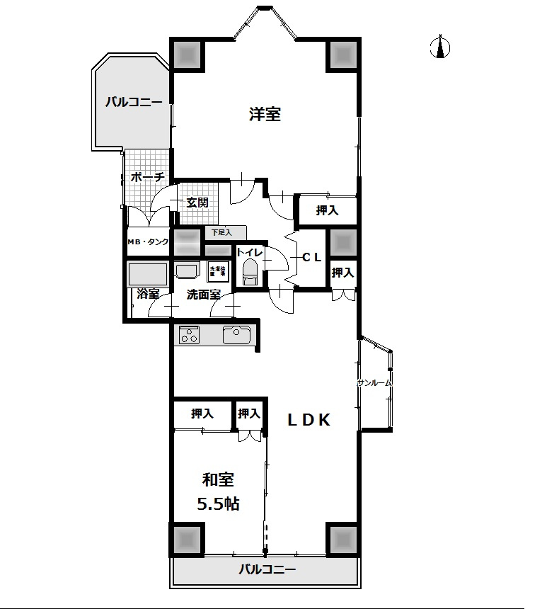タワーリゾートマンション大手３階の間取り