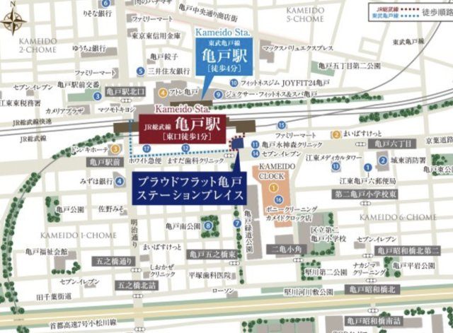 プラウドフラット亀戸ステーションプレイスの地図