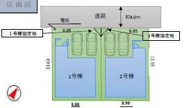 【仲介手数料無料】所沢市青葉台５期　全２棟　２号棟　新築住宅は西武ハウジング　の区画図