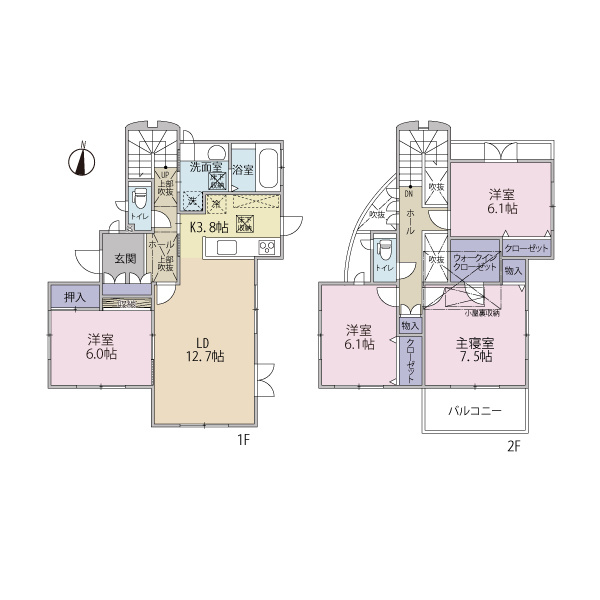 ４LDK+小屋裏収納
～令和３年９月１Fを和室から洋室へ改修工事済み～